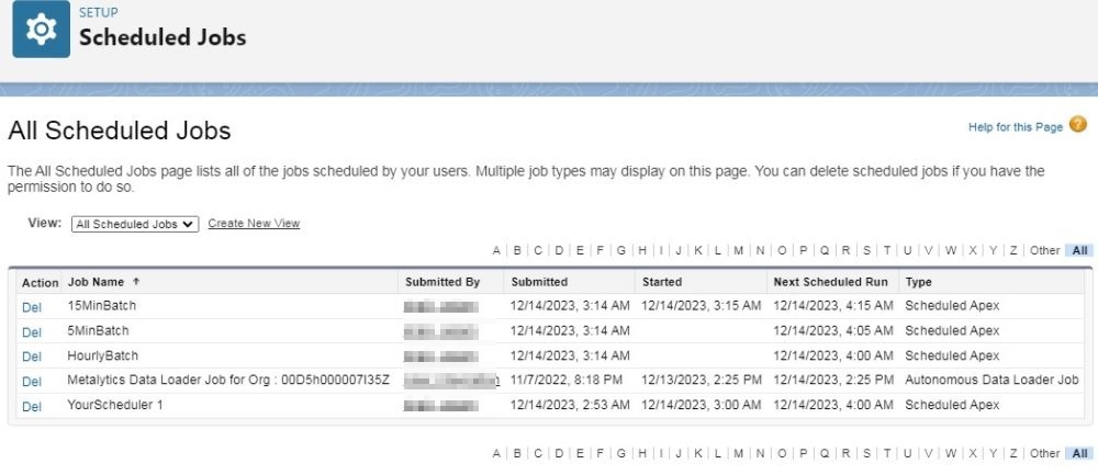 scheduled jobs list