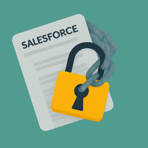 A padlock icon securing a Salesforce document, symbolizing profile-based security in Salesforce.